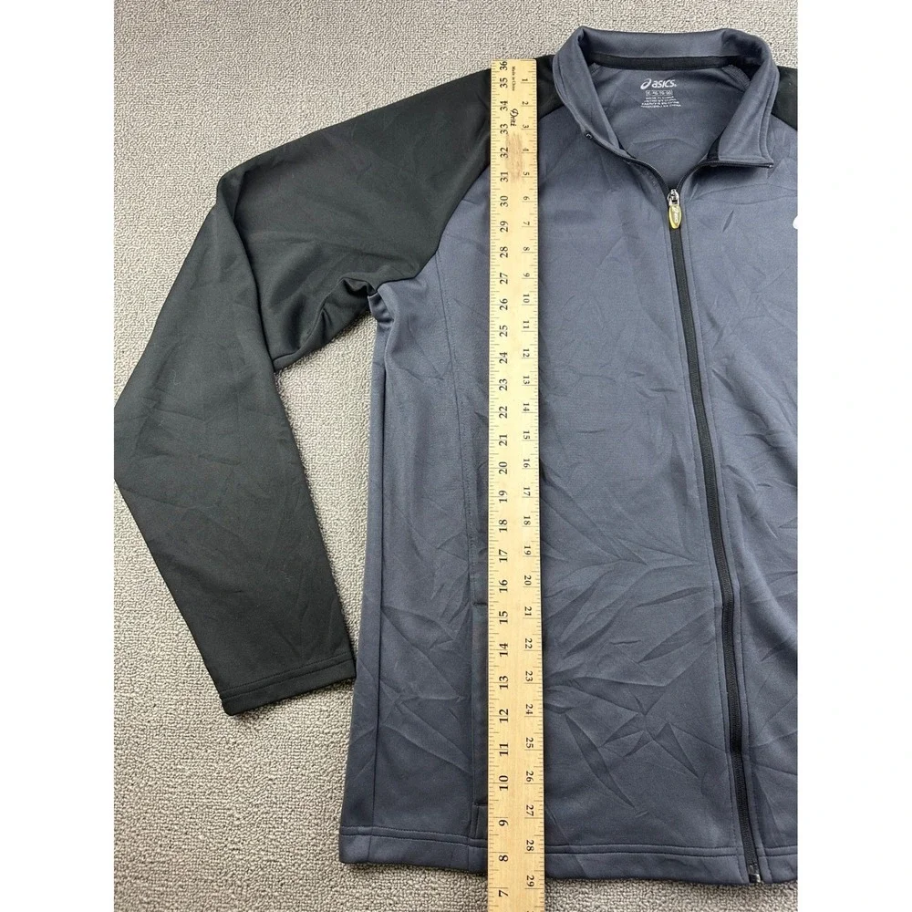 Asics Full Zip Jacket Men XL Gray Black Colorblock Stand Collar Sportswear Light